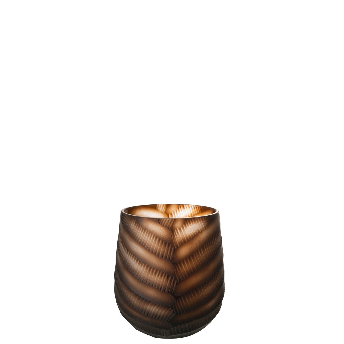 J-Line vaas Gekerfd - glas - bruin - small