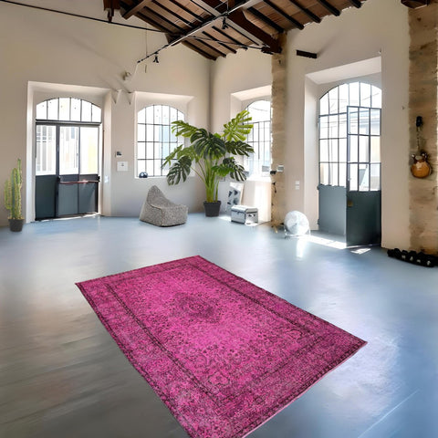 Roze vintage vloerkleed - 274x180 cm - HANDGEMAAKT