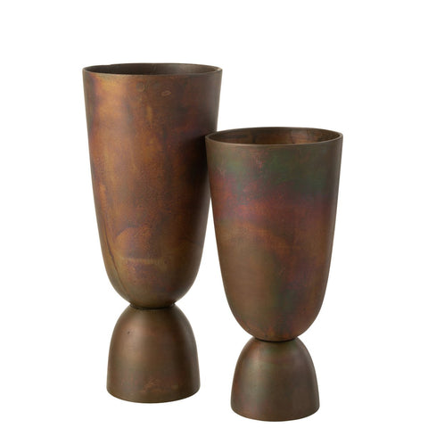 J-Line vaas Thor - bloemenvaas - aluminium - brons - large - 49 cm
