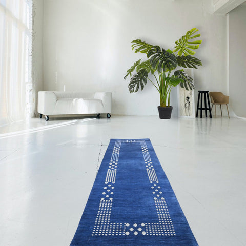 Blauwe Gabbeh loper - 228x70 cm - HANDMADE