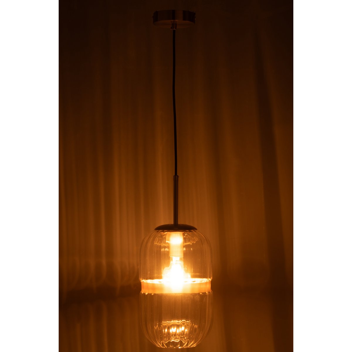 J-Line Hanglamp Tube Ijzer/Glas Transparant Goud