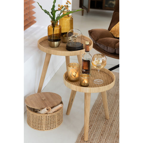 J-Line bijzettafel Rond Tripod - hout - naturel