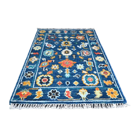Blauw Azeri vloerkleed - 93x66 cm - HANDGEMAAKT