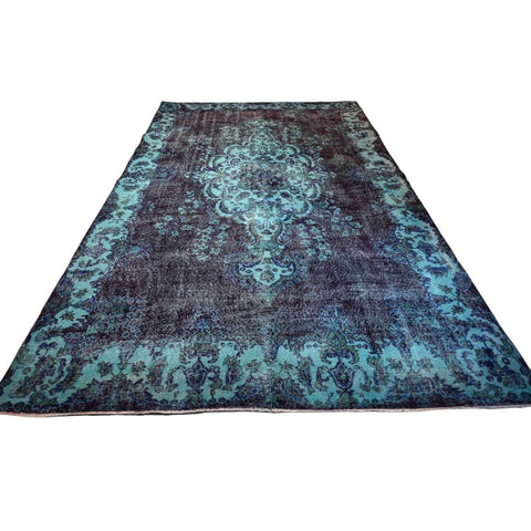 Turquoise vintage vloerkleed - 343x214 cm - HANDGEMAAKT