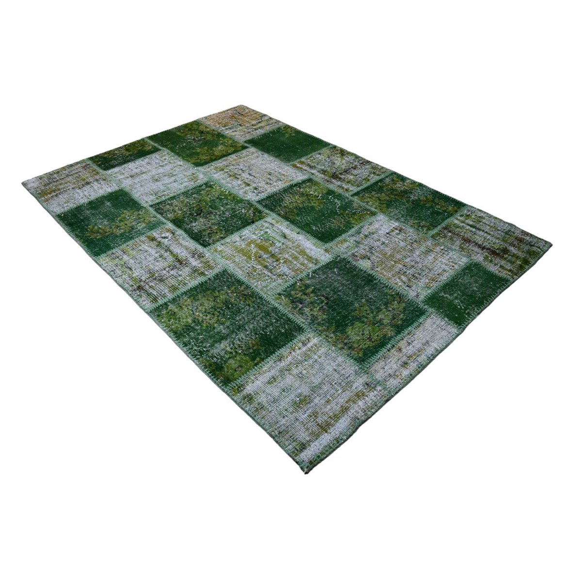 Groen patchwork vloerkleed - 235x160 cm - HANDGEMAAKT