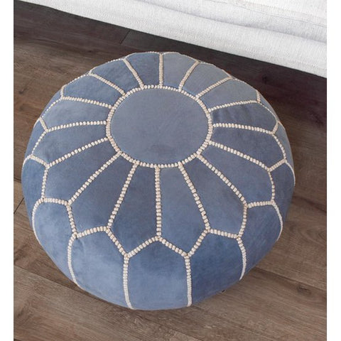 Fluwelen poef - denimblauw