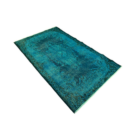 Turquoise vintage vloerkleed - 198x116 cm - HANDGEMAAKT