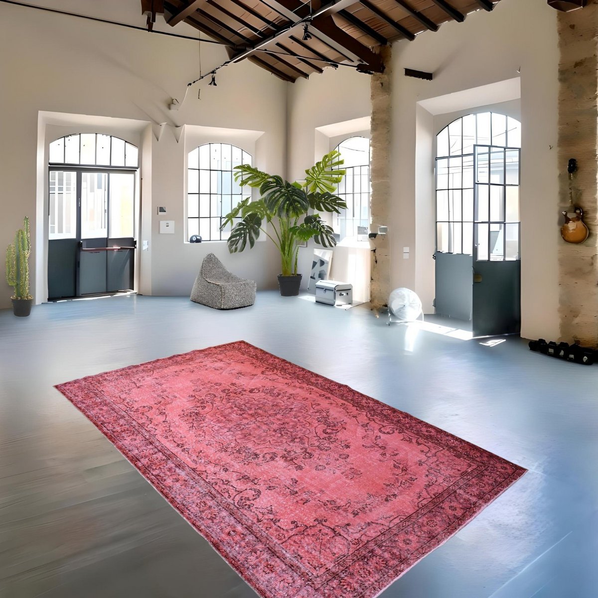 Roze vintage vloerkleed - 300x188 cm - HANDGEMAAKT