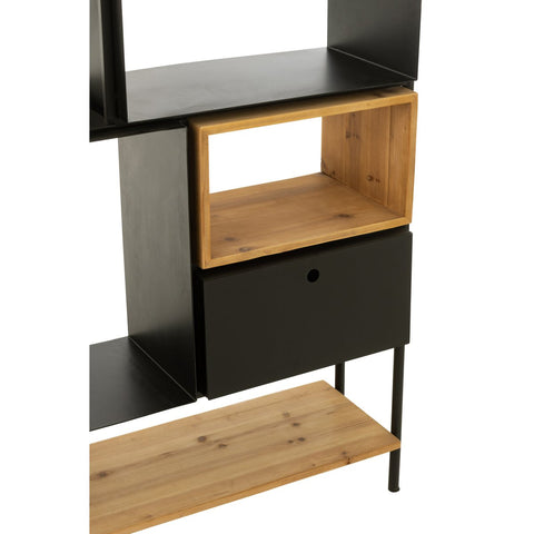 J-Line Schap Tina Hout/Ijzer Zwart/Naturel Large