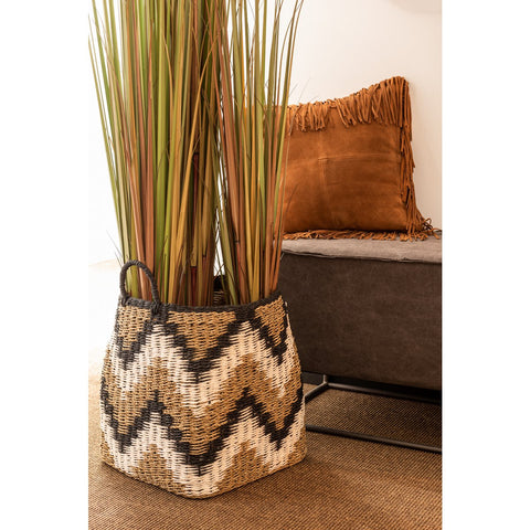 J-Line kussen Franjes Vierkant - leer - cognac