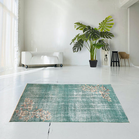 Groen vintage vloerkleed - 180x95 cm - HANDGEMAAKT
