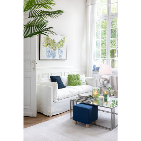 J-Line kussen Macrame Vierkant - katoen - blauw