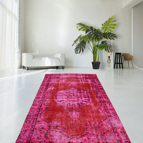 Roze vintage vloerkleed - 295x174 cm - HANDGEMAAKT