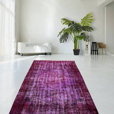 Paars vintage vloerkleed - 247x141 cm - HANDGEMAAKT