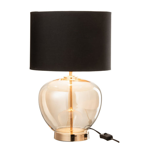 J-Line Lamp Transparant Glas/Textiel Goud/Zwart