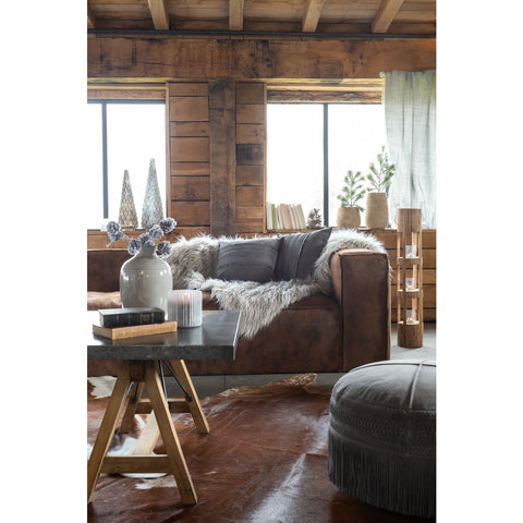 J-Line Koeienvel Leer Bruin/Wit 3-4M²