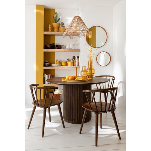 J-Line spiegel Rond - textiel - cognac - large