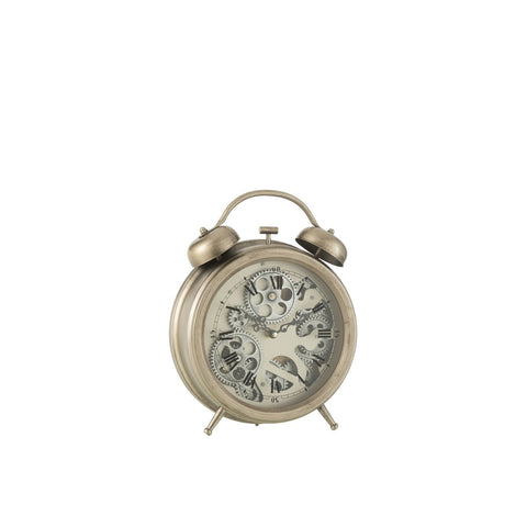 J-Line Wekker klok - metaal - zilver Ø 33 cm