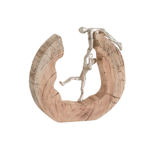 J-Line Figuur Koppel Klimmen Hout/Aluminium Naturel/Zilver