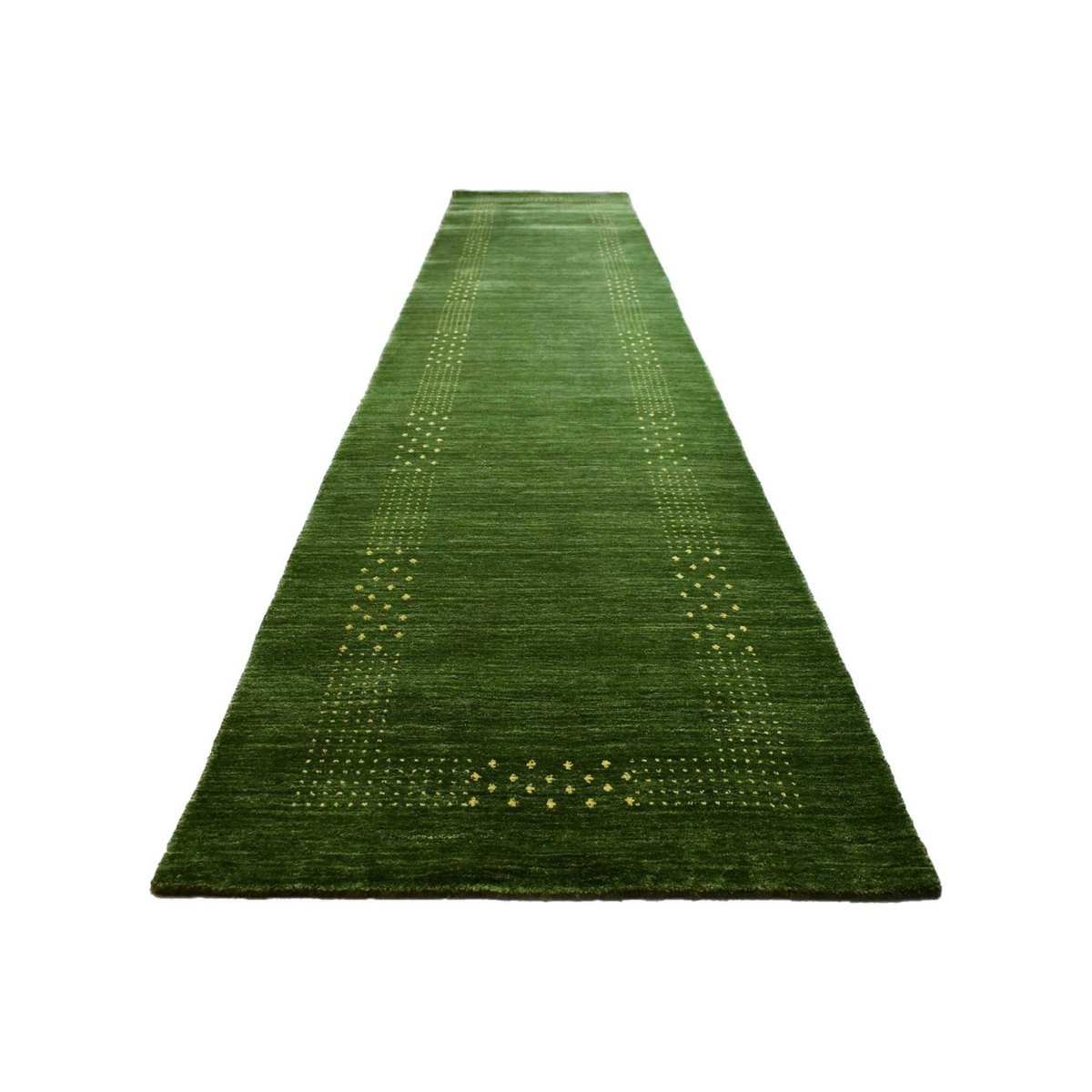XL Groene Gabbeh loper - 440x90 cm - HANDGEMAAKT