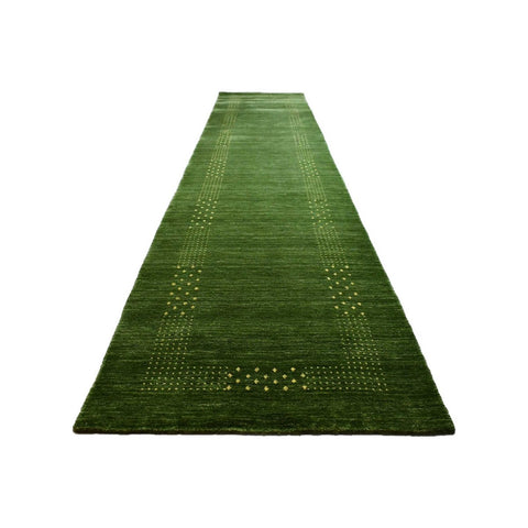 XL Groene Gabbeh loper - 440x90 cm - HANDGEMAAKT