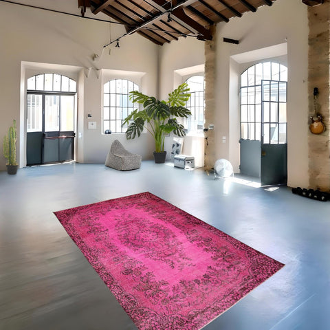Roze vintage vloerkleed - 290x180 cm - HANDGEMAAKT