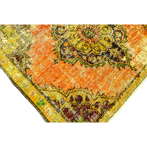 Geel Orangje vintage vloerkleed - 240x120 cm - HANDGEMAAKT