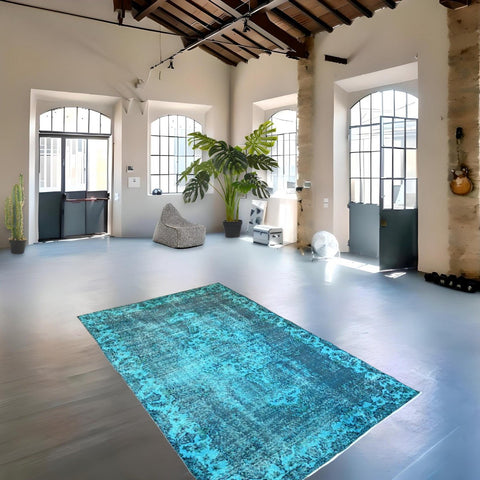 Blauw vintage vloerkleed - 262x168 cm - HANDGEMAAKT