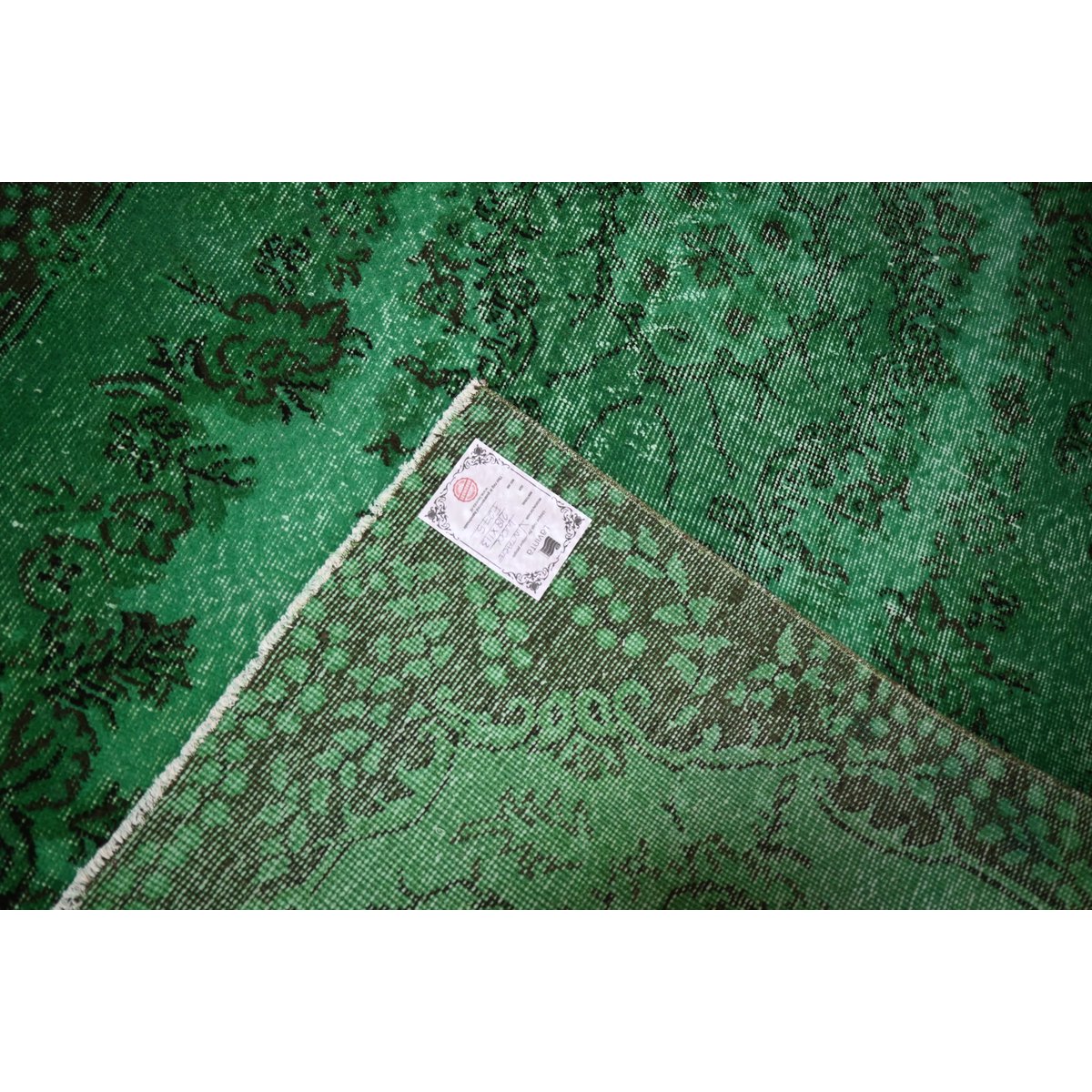 Groen vintage vloerkleed - 218x113 cm - HANDGEMAAKT