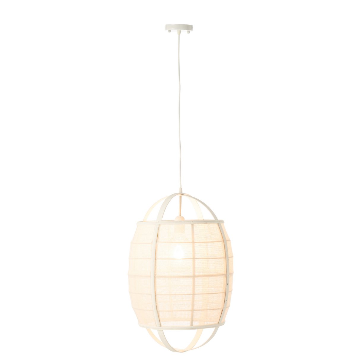 J-Line Hanglamp Ion Linnen/Bamboe Wit Small