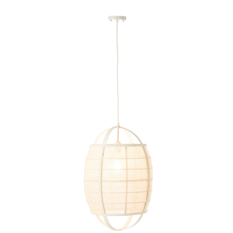 J-Line Hanglamp Ion Linnen/Bamboe Wit Small