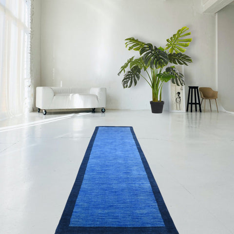 Blauw Gabbeh loper - 228x70 cm - HANDGEMAAKT