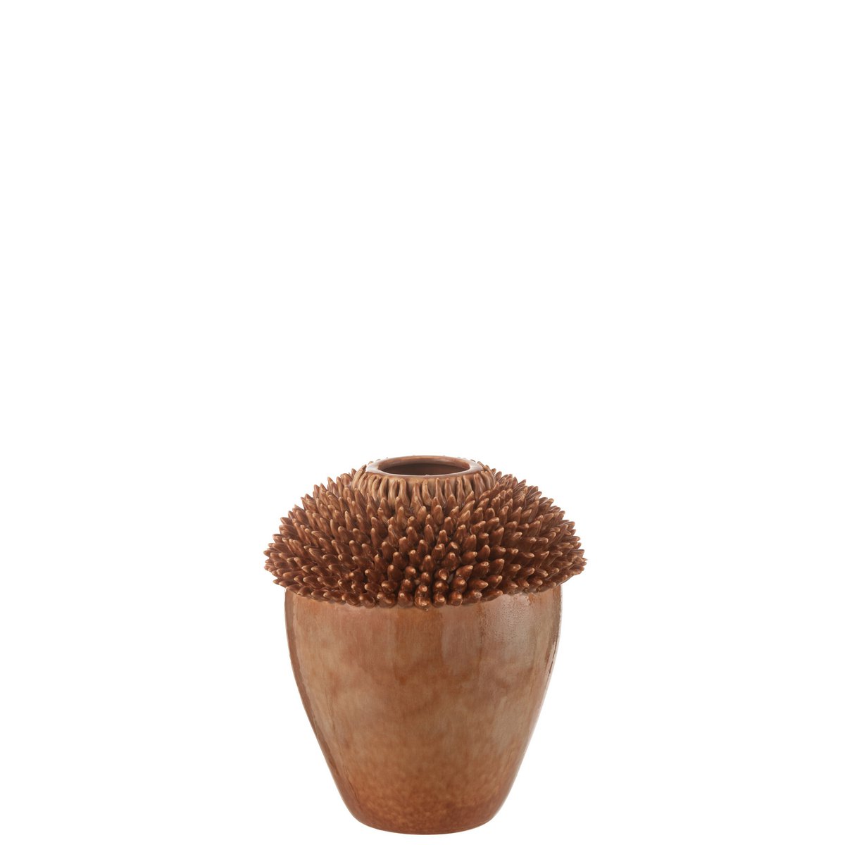 J-Line vaas Spikes - porselein - bruin - small - Ø 27.5 cm
