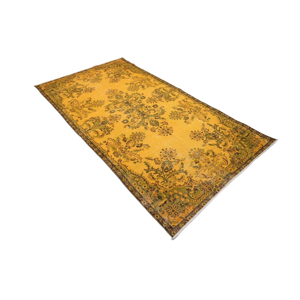 Geel vintage vloerkleed - 214x115 cm - HANDGEMAAKT