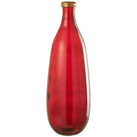 J-Line vaas Goud Boord - glas - rood - large