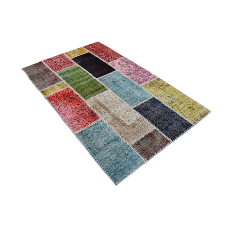 Vintage patchwork vloerkleed - 190x120 cm - HANDGEMAAKT