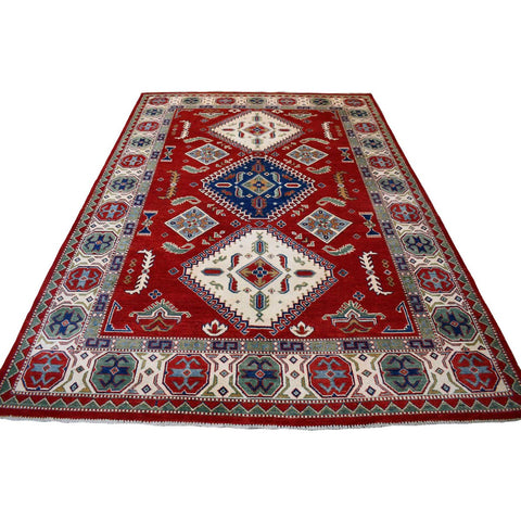 Rood kazak vloerkleed - 293x204 cm - HANDGEMAAKT