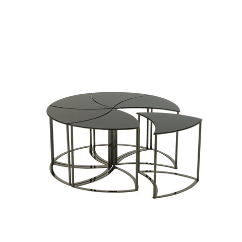 J-Line tafel Tornado - metaal/glas - zwart