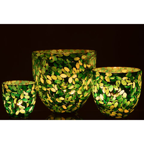 J-Line windlicht Mozaiek - glas - azuur - large
