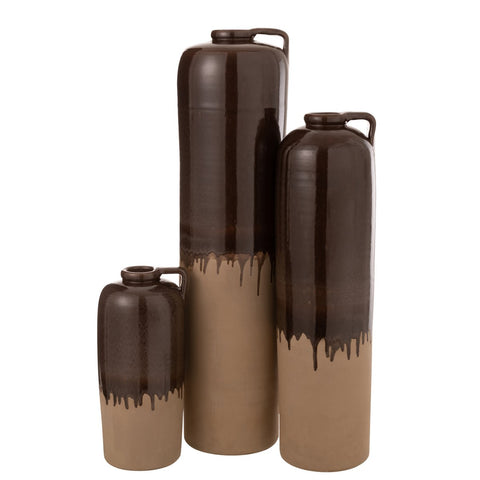 J-Line vaas Handvat - keramiek - beige/bruin - large - 88.00 cm hoog