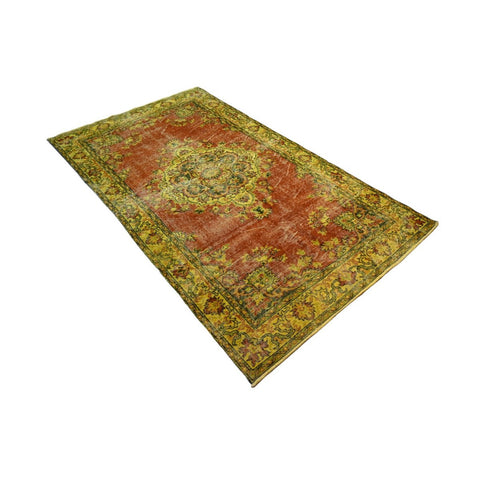 Geel vintage vloerkleed - 222x126 cm - HANDGEMAAKT