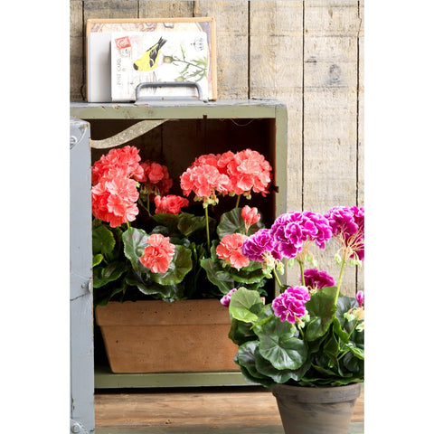 Geranium Kunstplant in Balkonbak - L29 x B13 x H40 cm - Zalmroze