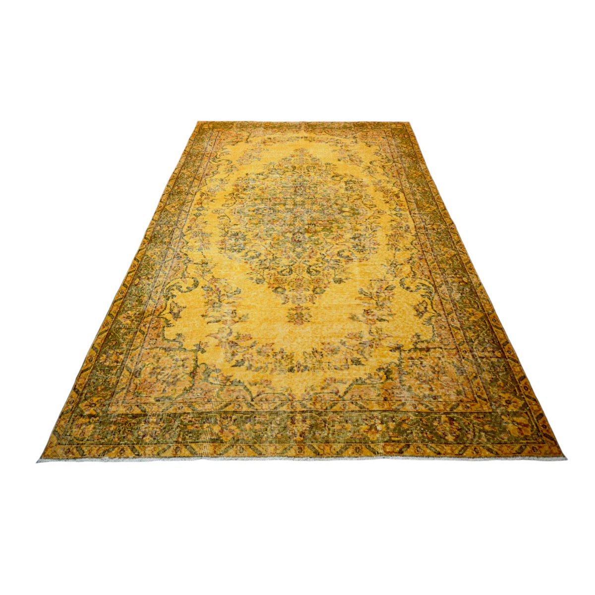 Geel vintage vloerkleed - 271x163 cm - HANDGEMAAKT