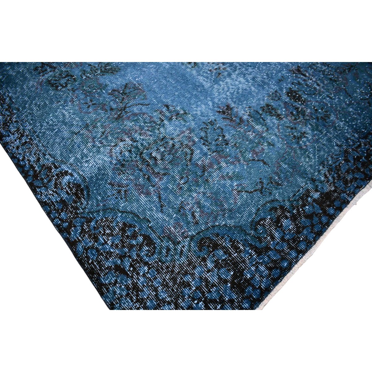 Blauw vintage vloerkleed - 287x157 cm - HANDGEMAAKT