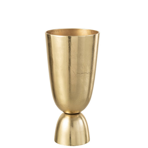 J-Line vaas Thor - aluminium - goud - small - 40 cm hoog