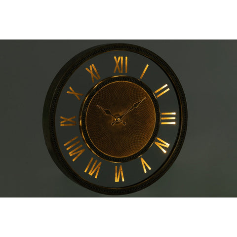 J-Line Romeinse Cijfers klok - hout - goud - Ø 47 cm - LED - S