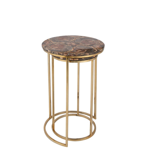 J-Line bijzettafel Petri - steen/metaal - bruin/zilver