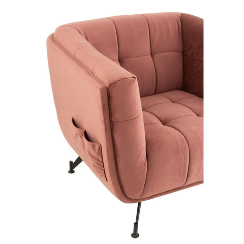 J-Line Lounge Zetel 1-Zit Textiel/Hout/Metaal Antiek Roze