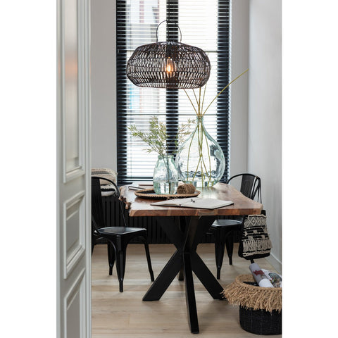 J-Line lampkap - rotan - zwart - medium