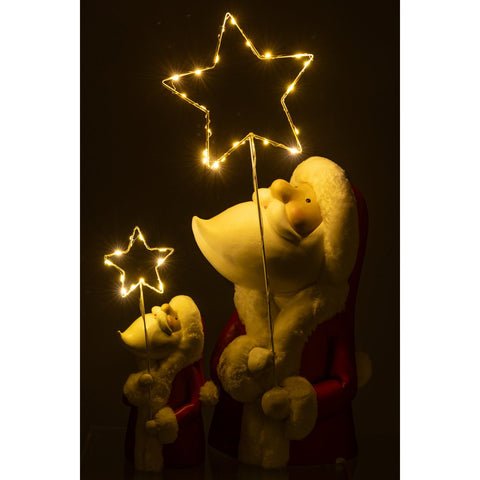 J-Line Kerstman Led Ster Resin Wit/Rood Large